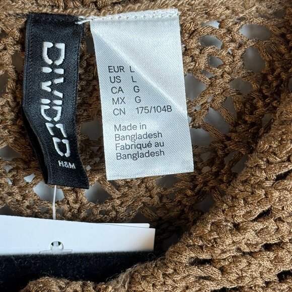 Brown Crochet Short Sleeve Button Front Cardigan (L) NWT - Picture 5 of 8